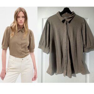 Gap | Puff-Sleeve Shirt In Dried Moss Green